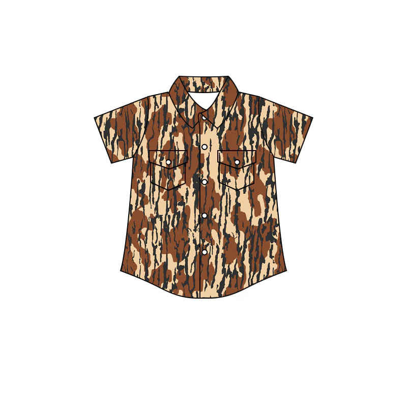 Deadline April 9 camo pockets kids boys button down shirt
