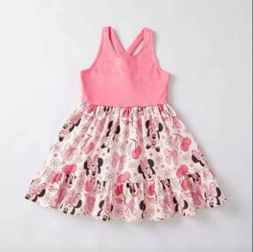 Deadline April 9 pink mouse floral bow kids girls dresses