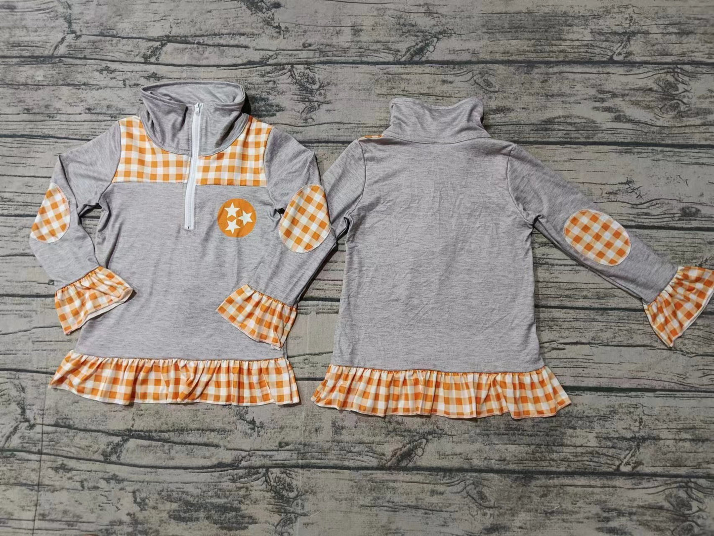 Deadline May 29 grey long sleeves plaid kids girls pullover