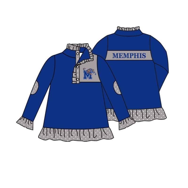 Deadline May 29 blue polka dots M kids girls team pullover
