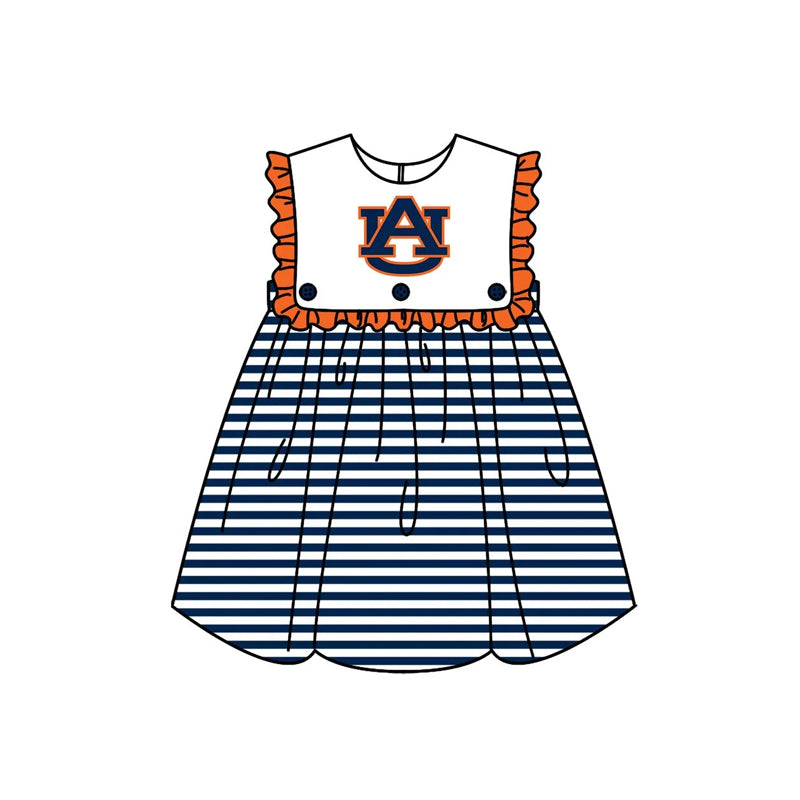 Deadline July 4 2025 sleeveless A U ruffle stripe girls team dress