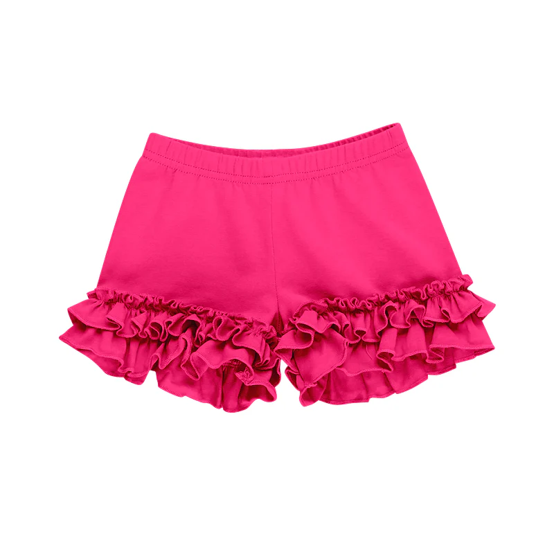 Deadline July 10 2025 hot pink cotton kids girls summer ruffle shorts