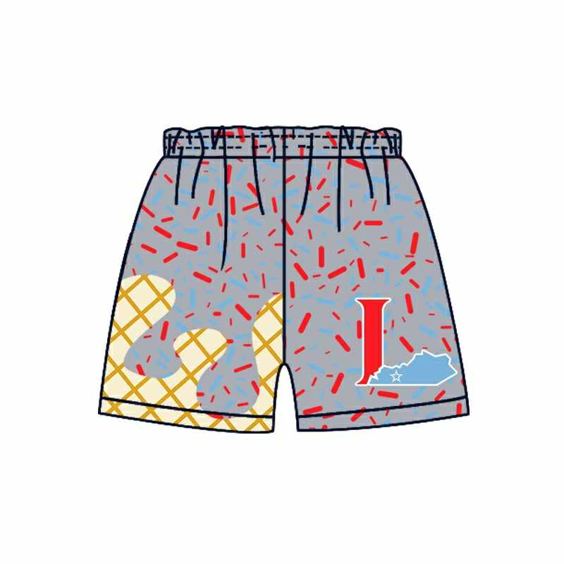 Deadline July 11 2025 grey red ice cream sprinkle boys summer team shorts