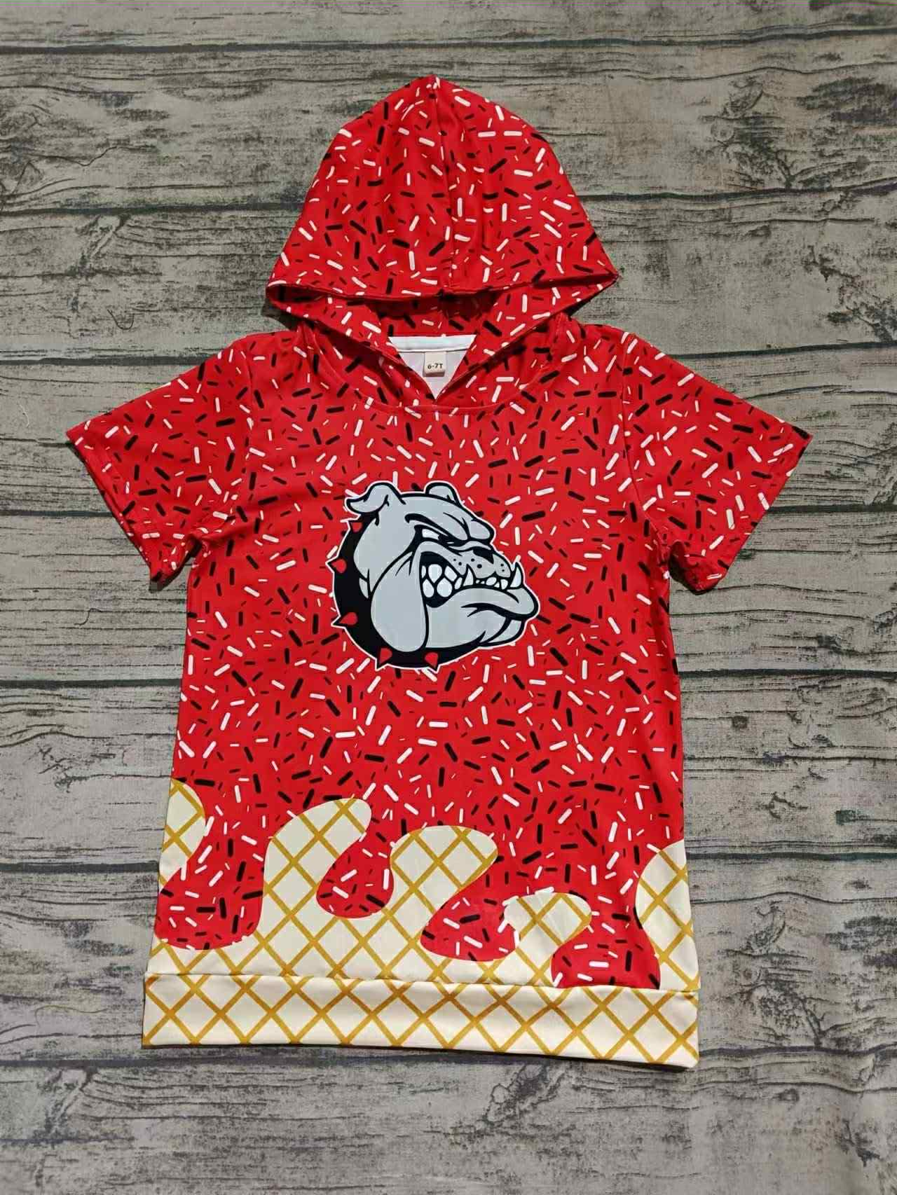Deadline July 11 2025 short sleeves dog red ice cream sprinkle kids team hoodie