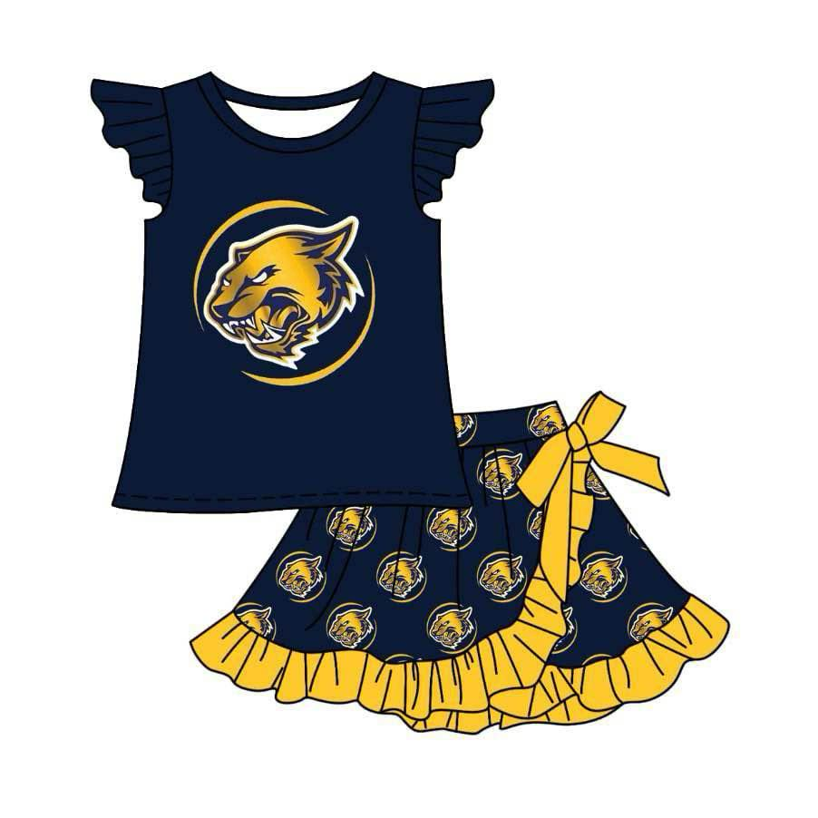 Deadline July 15 2025 navy flutter sleeves top ruffle skirt girls team clothes