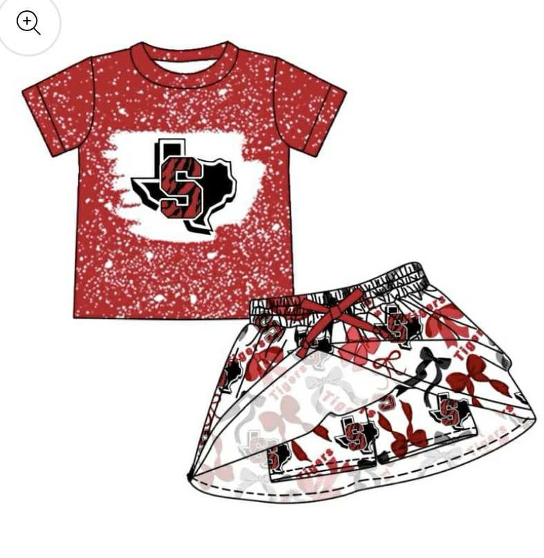 Deadline July 24 2025 short sleeves S bleached top skirt girls team outfits