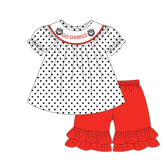 Deadline Aug 5 2025 polka dots dog tunic shorts girls team outfits
