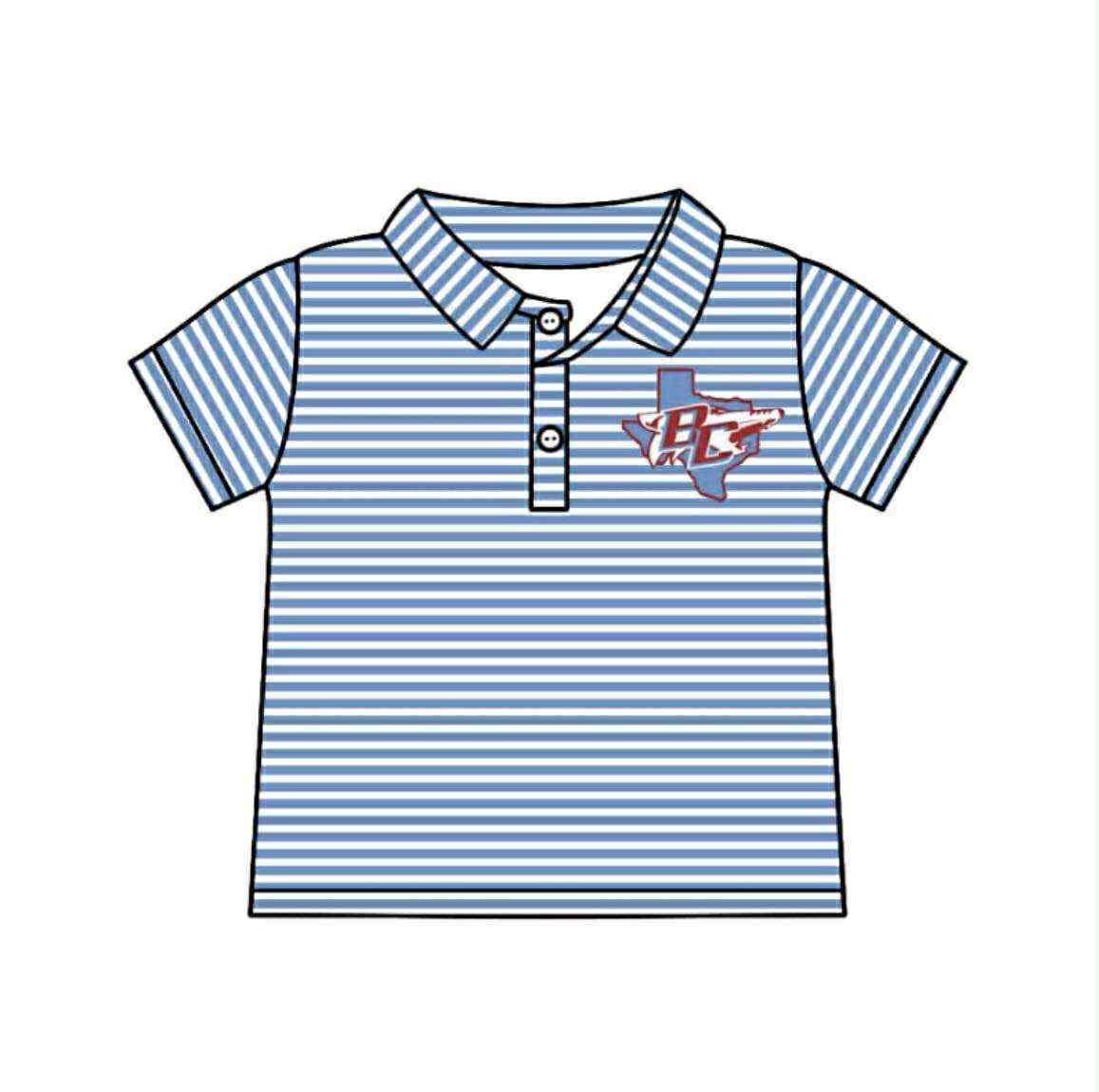 Deadline Aug 5 2025 short sleeves B C stripe boys team polo shirt