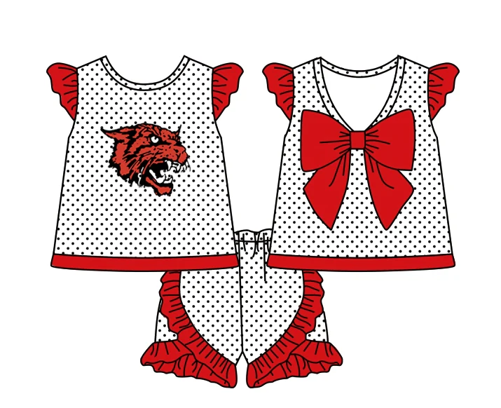 Deadline Aug 5 2025 polka dots red bow kids girls team clothes