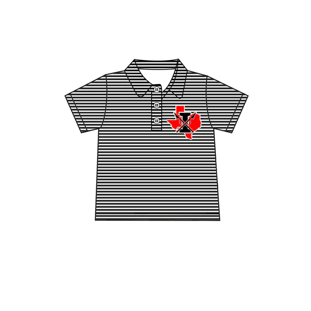 Deadline Aug 5 2025 short sleeves I black stripe boys team polo shirt