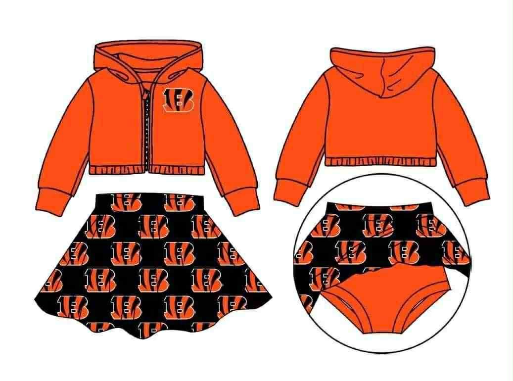 Deadline Aug 5 2025 orange B zipper hooded jacket skirt kids team clothes