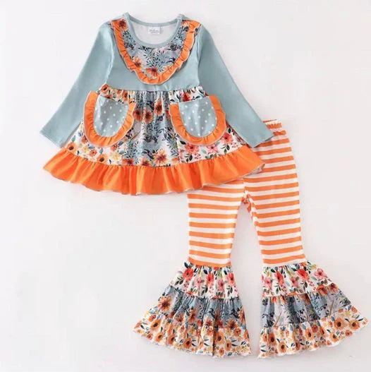 Deadline Aug 5 2025 orange floral patchwork tunic pants girls clothes