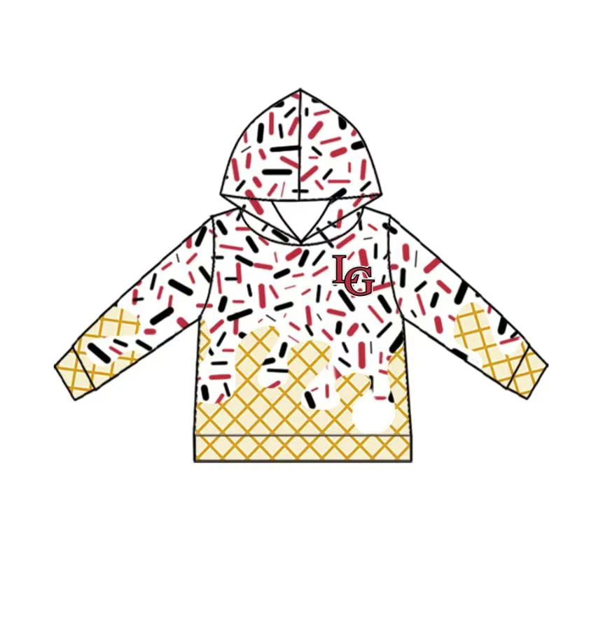 Deadline Aug 24 2025 L G white black ice cream sprinkle boys team hoodie
