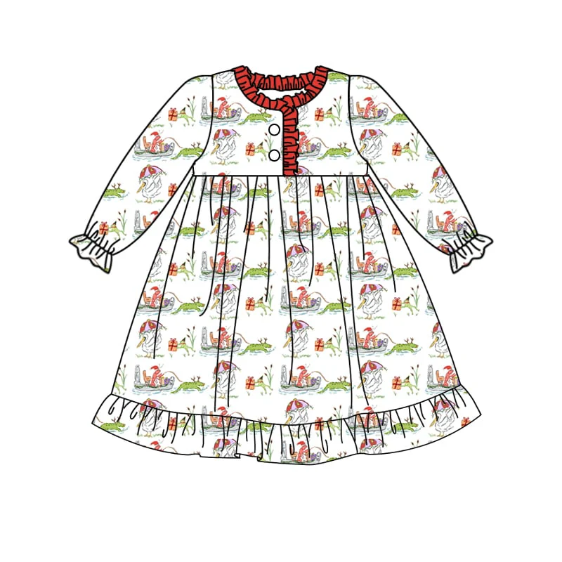 Deadline Aug 24 2025 long sleeves crocodile girls Christmas night dress