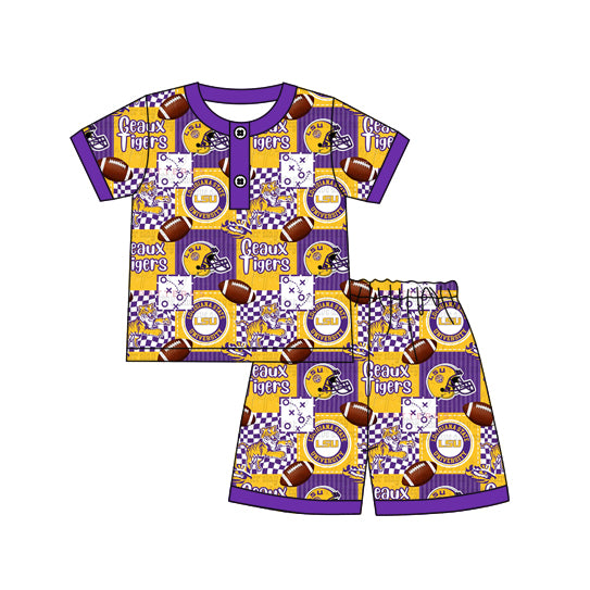 MOQ 5 pcs short sleeves tiger top shorts kids boys outfits