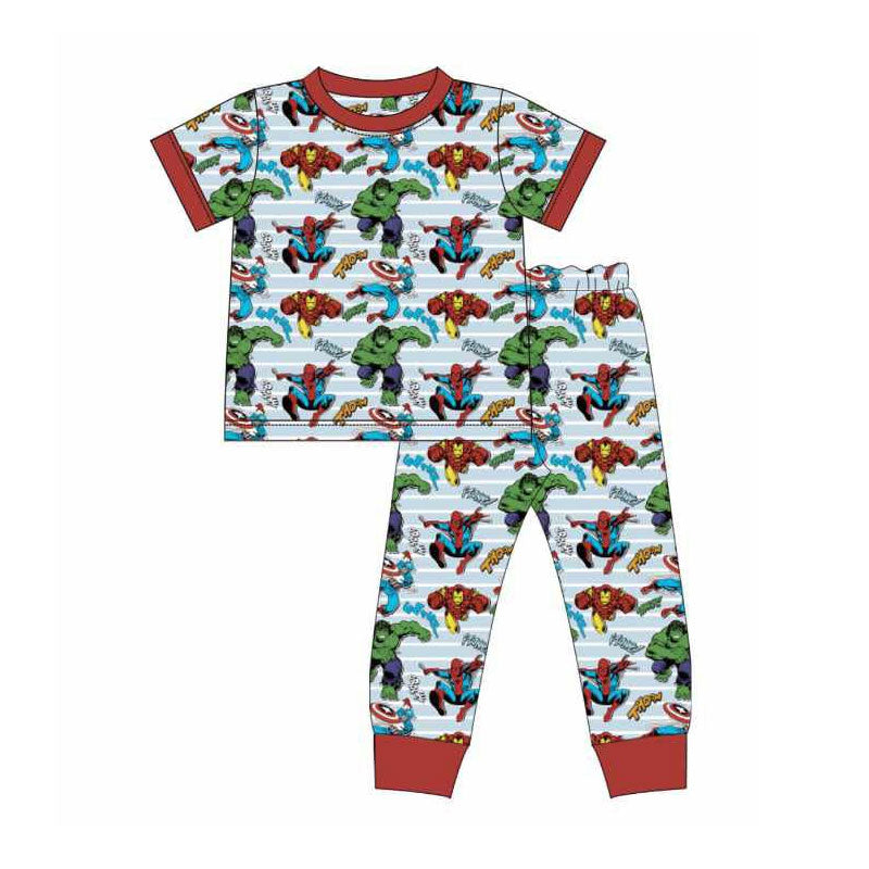 MOQ 5 short sleeves green man top pants boys outfits