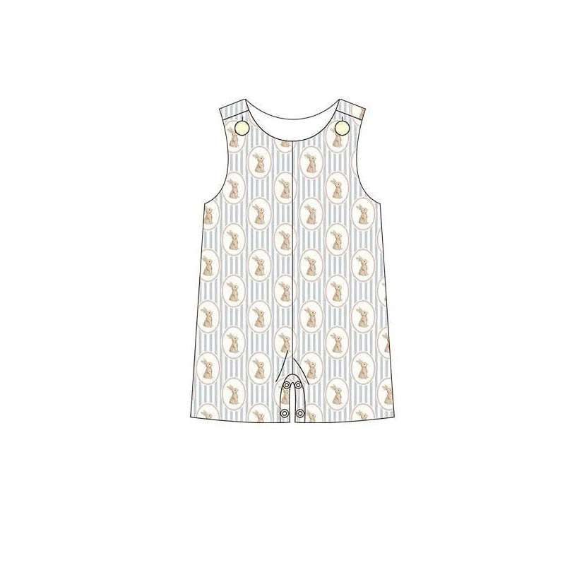 MOQ 5 pcs sleeveless stripe rabbit baby boy Easter romper
