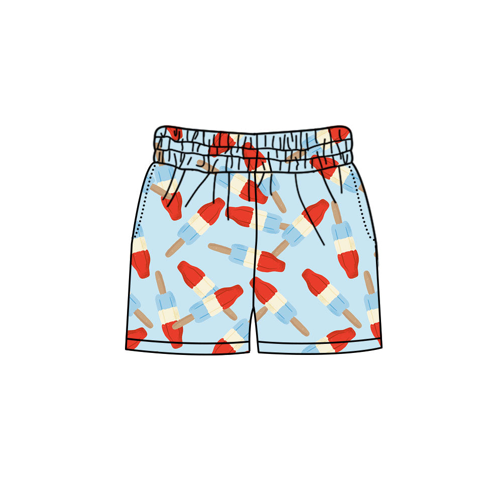 MOQ 5 pcs light blue popsicle kids boys 4th of july shorts