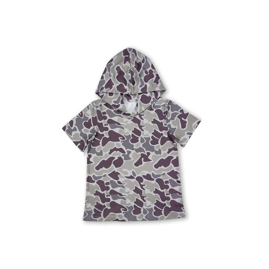 MOQ 5 pcs Short sleeves camo kids boys hoodie