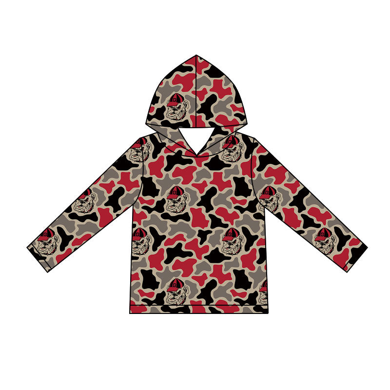 MOQ 5 pcs Long sleeves dog camo kids boys team hoodie
