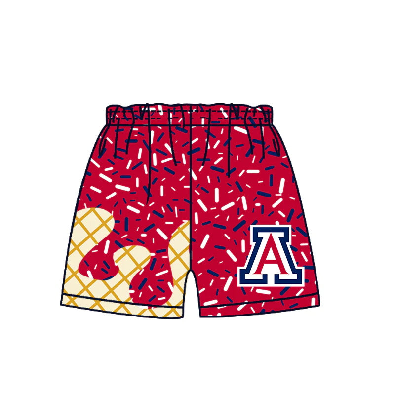 MOQ 3 pcs A red ice cream sprinkle boys team shorts