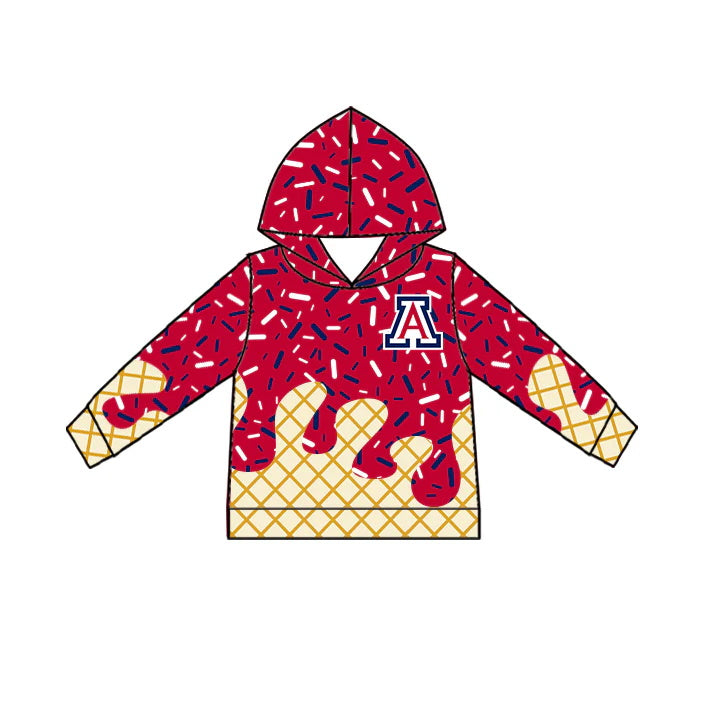 MOQ 3 pcs A red ice cream sprinkle toddler kids team hoodie