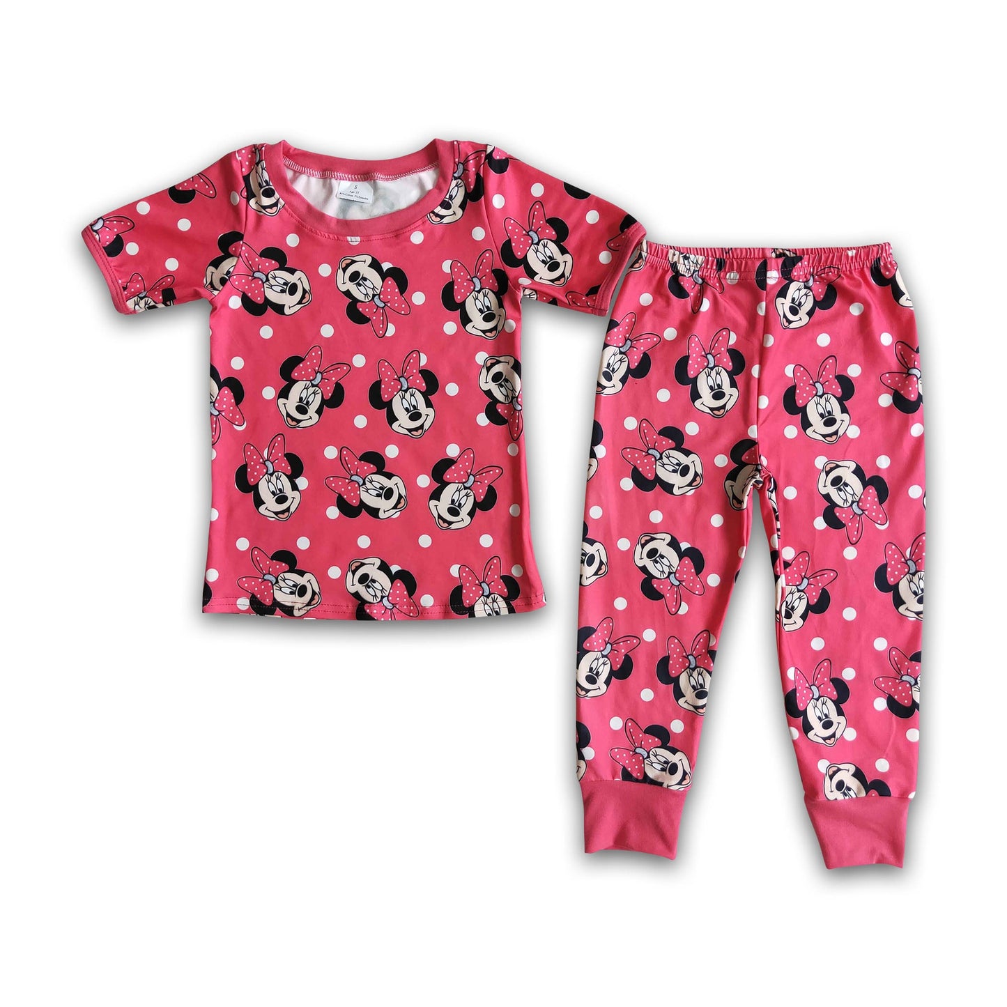 Cute mouse print short sleeve pants girls pajamas