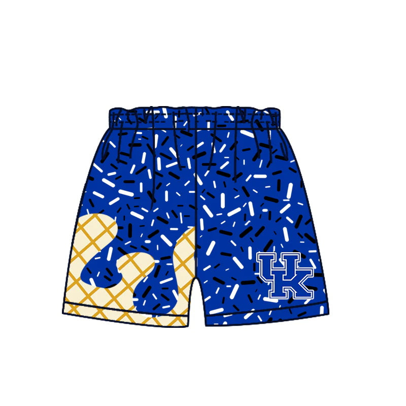 MOQ 3 pcs U K blue ice cream sprinkle boys team shorts