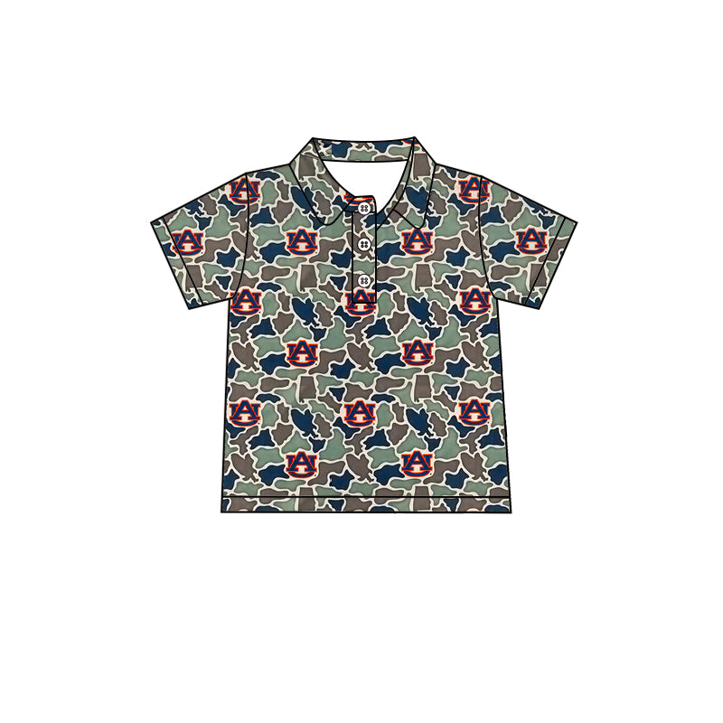 MOQ 5 pcs short sleeves A U camo kids boys team polo shirt