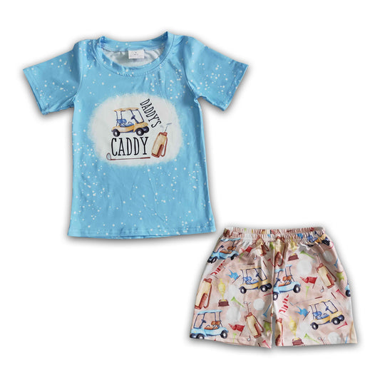 Daddy's Caddy golf print short sleeve shirt shorts boy summer outfits