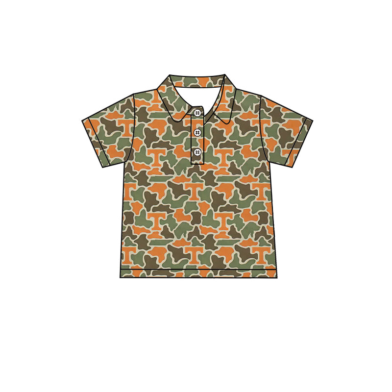 MOQ 5 pcs short sleeves T camo kids boys team polo shirt