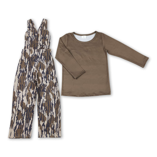 Long sleeves top camo overalls boys clothing