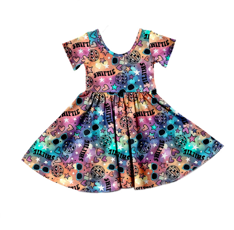 MOQ 3 short sleeves stars heart ears singer girls dresses