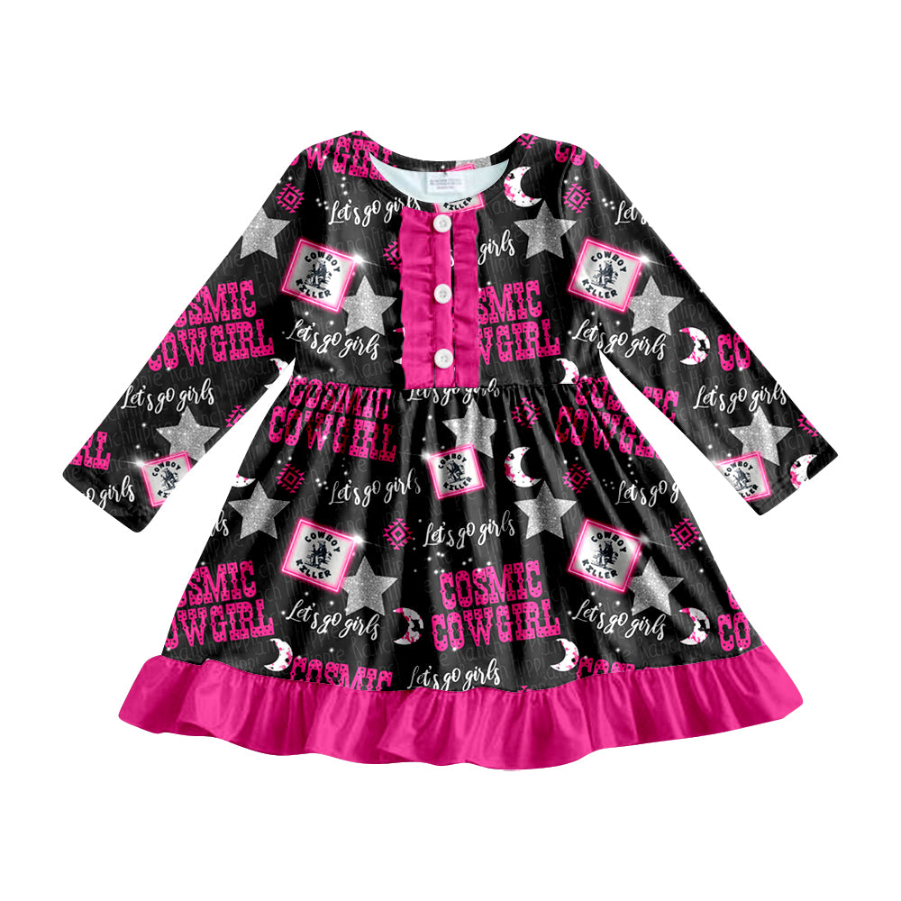 MOQ 5 let's go girls cowgirl ruffle dresses