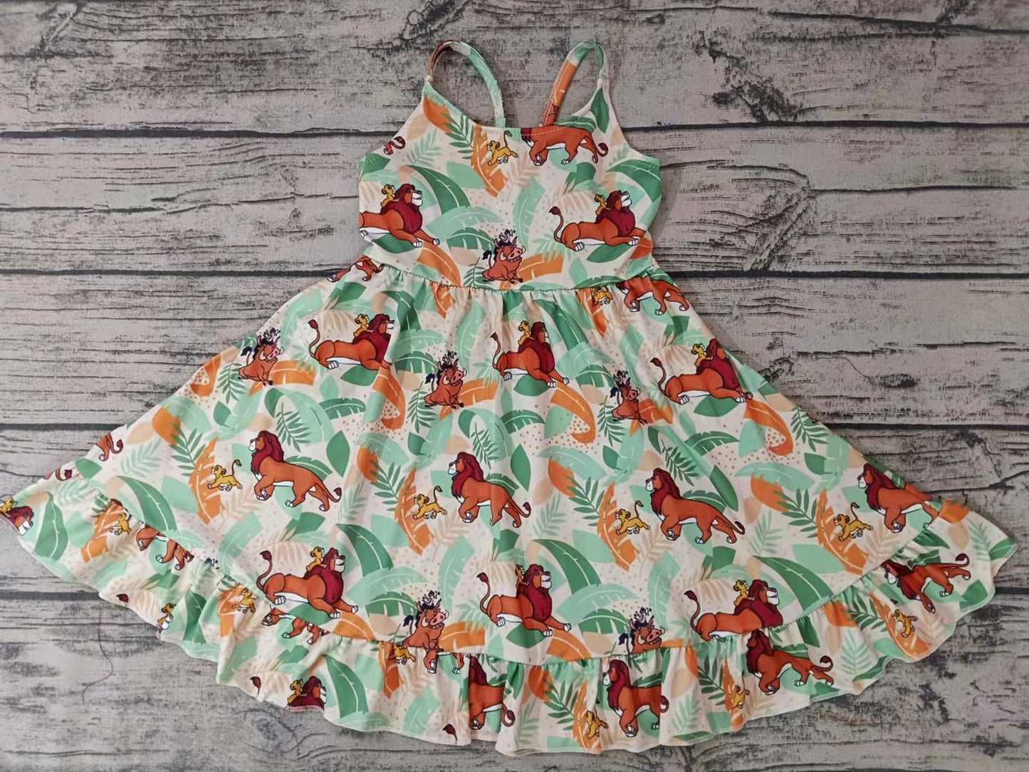 MOQ 5 sleeveless lion baby girls twirl dresses