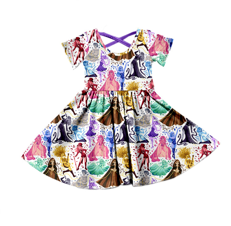 MOQ 3 red short sleeves singer girls twirl dresses