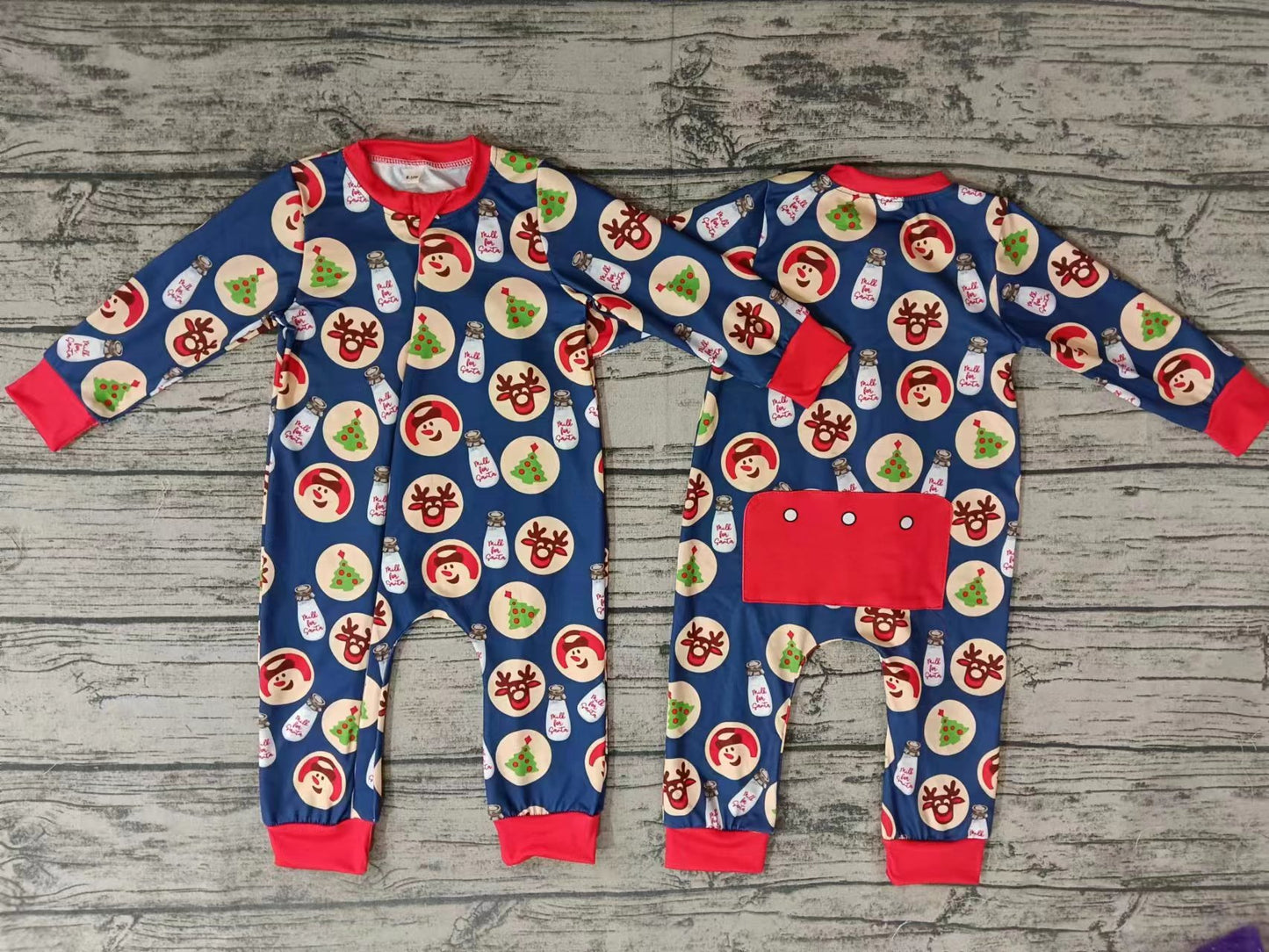 MOQ 3 PCS deer milk baby kids zipper Christmas romper