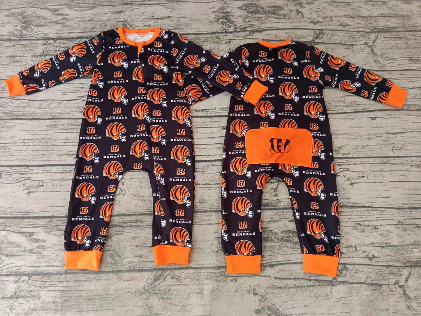 MOQ 3 PCS B tiger long sleeves baby kids zipper team romper
