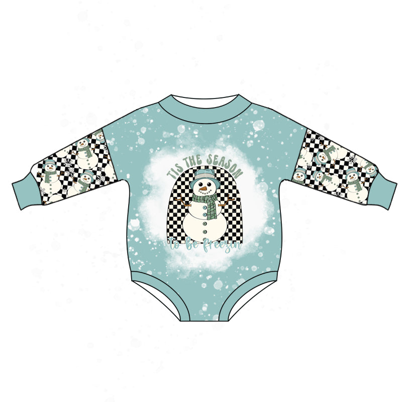 MOQ 5 PCS tis the season snowman plaid baby winter romper