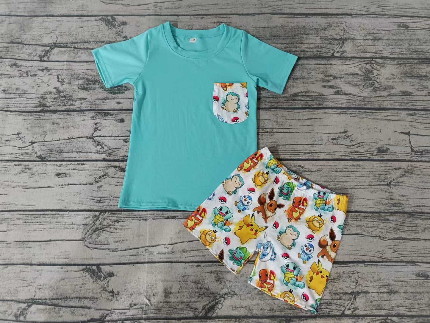 MOQ 3 pcs pocket top squirrel shorts boys summer clothes