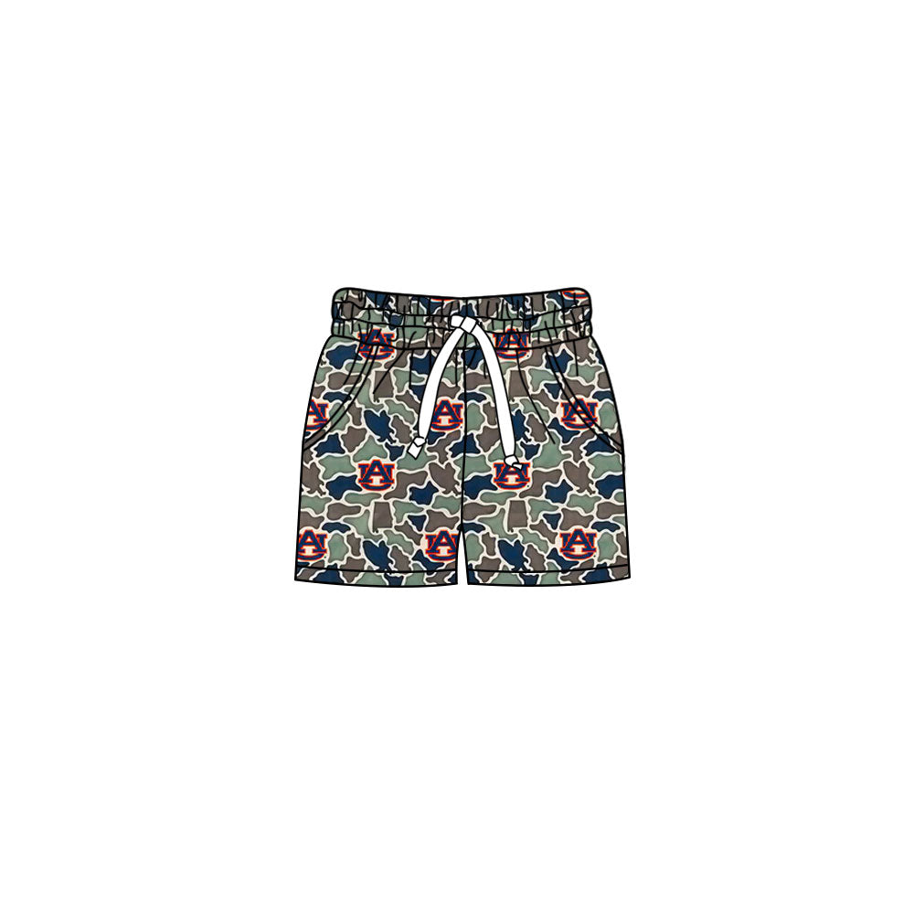 MOQ 5 pcs A U camo pockets kids boys team shorts