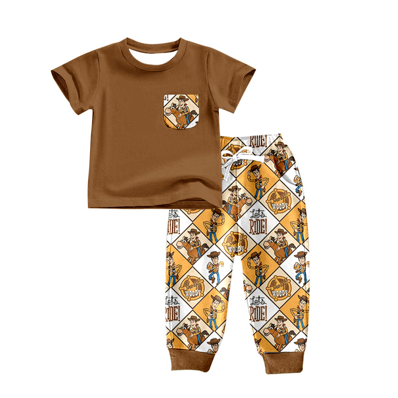 MOQ 5 let's ride toy patchwork pocket boy clothes