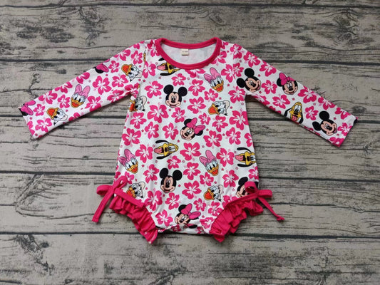 MOQ  3 long sleeves floral mouse girls swimsuit