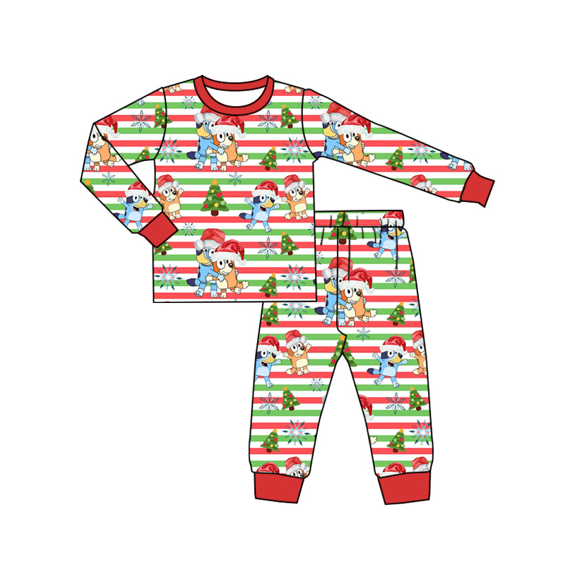 MOQ 5 dogs stripe baby kids Christmas pajamas