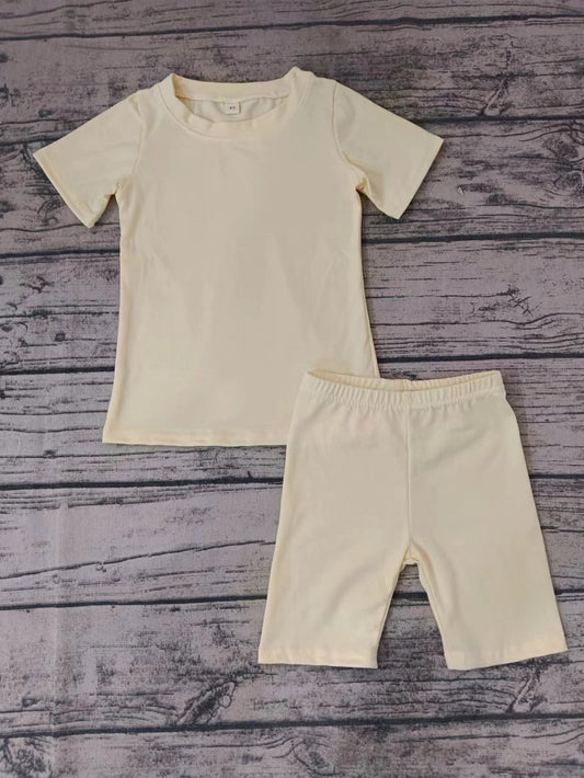 MOQ 3 short sleeves beige cotton top shorts kids outfits