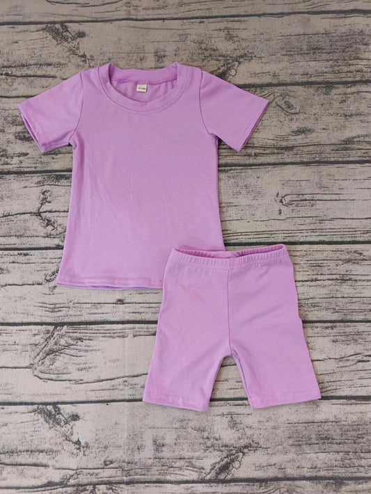MOQ 3 short sleeves lavender cotton top shorts kids outfits