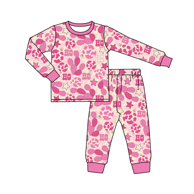 MOQ 5 pink ho ho ho ghost girls Christmas pajamas