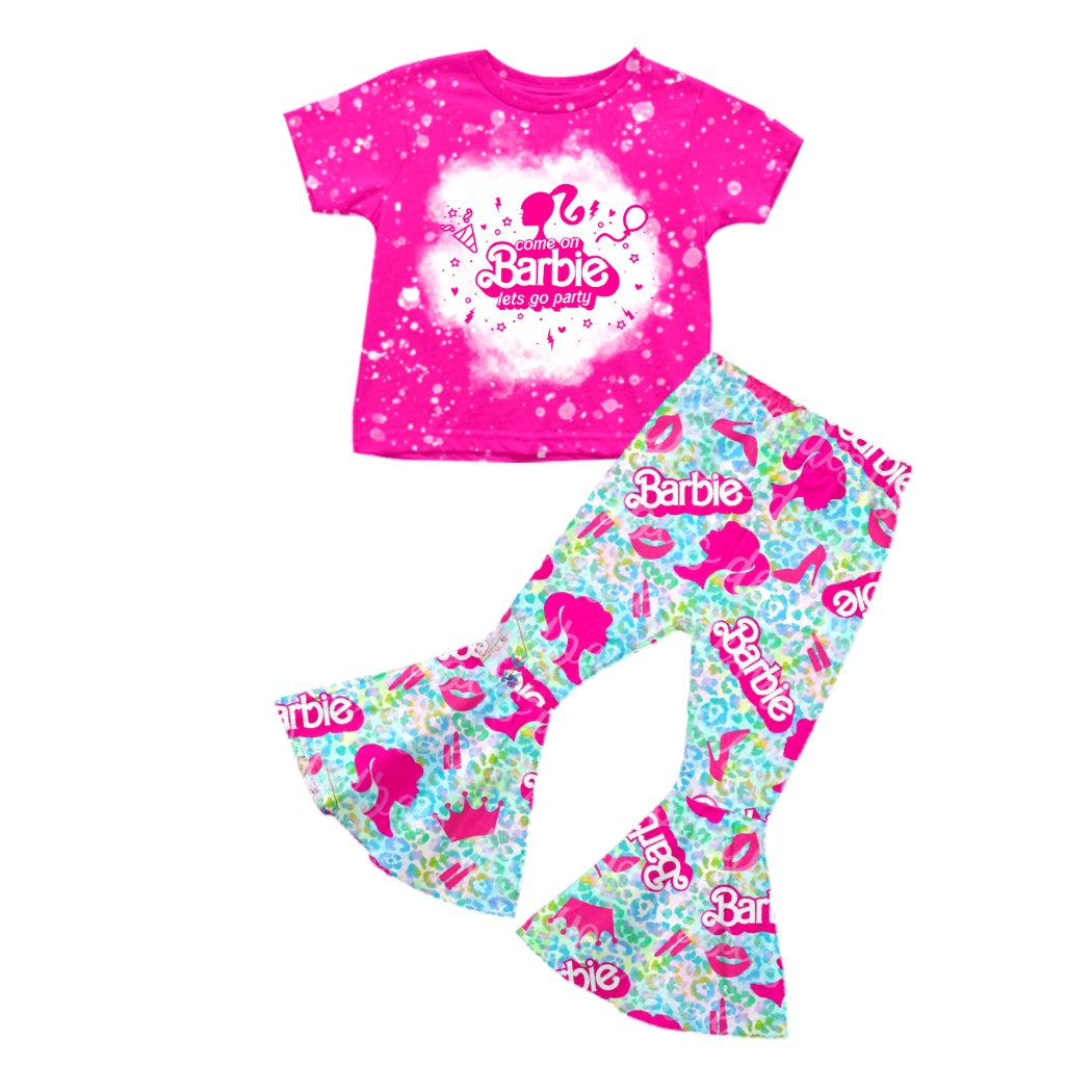 MOQ 5 Let's go party kids girls clothing set