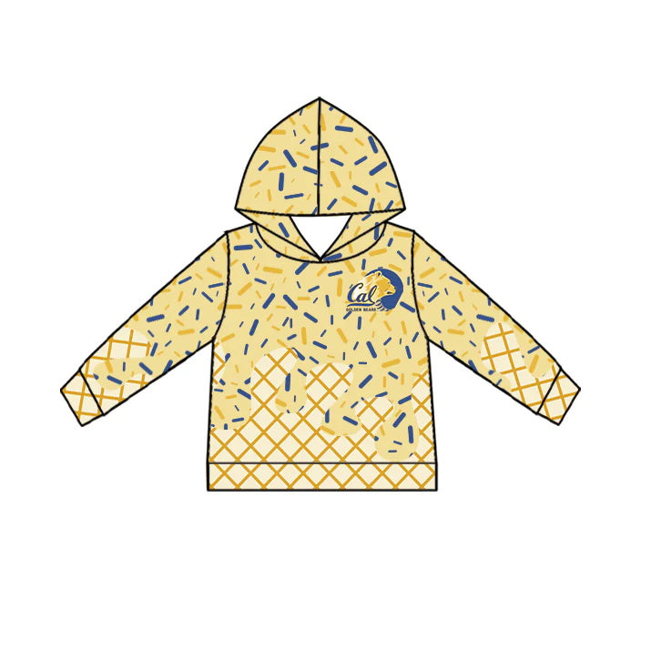 MOQ 3 pcs yellow blue ice cream sprinkle toddler kids team hoodie