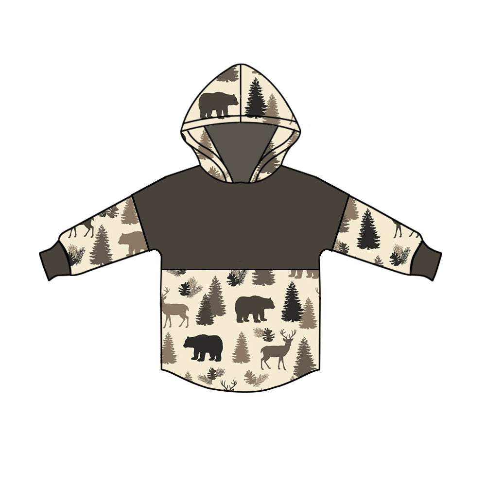 MOQ 5 deer bear tree long sleeves kids hoodie